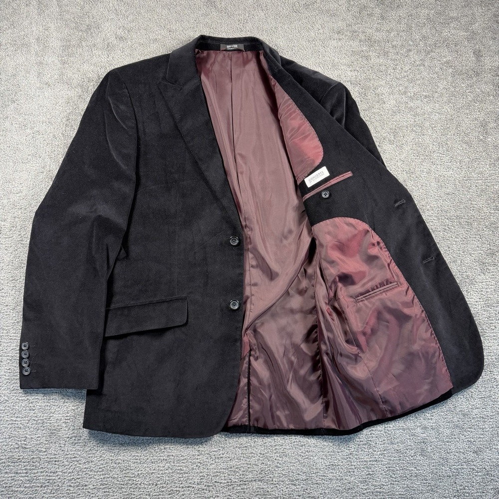 Concepts by Claiborne Mens Black Velvet Blazer Sport Coat Two Button Jacket Med